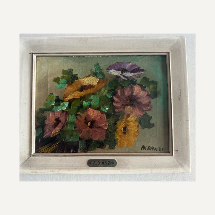 Pareja de óleos florales: Anémonas y Rosas — Amerigo D’Anzi